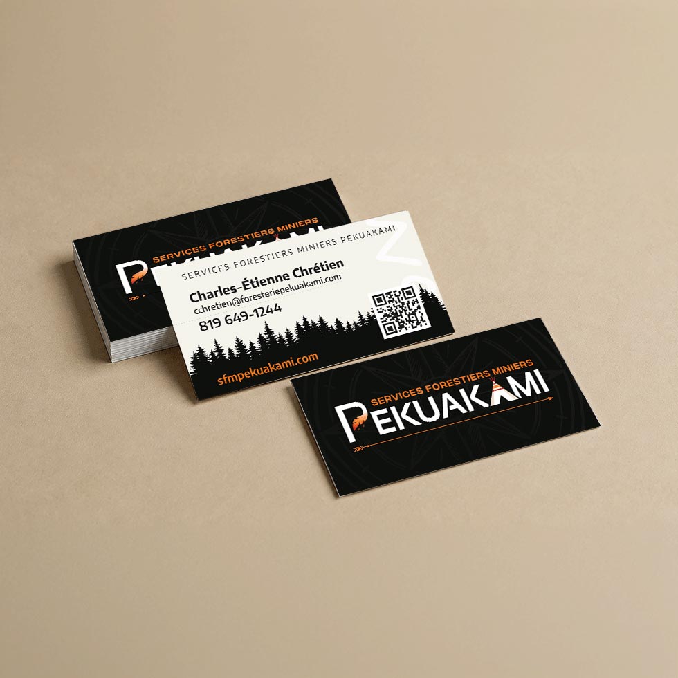 impression-carte-affaires-personnalisee-logo-services-forestiers-miniers-pekuakami-quantites-adaptees-tnt-atelier-imprimerie-saguenay-lac-saint-jean